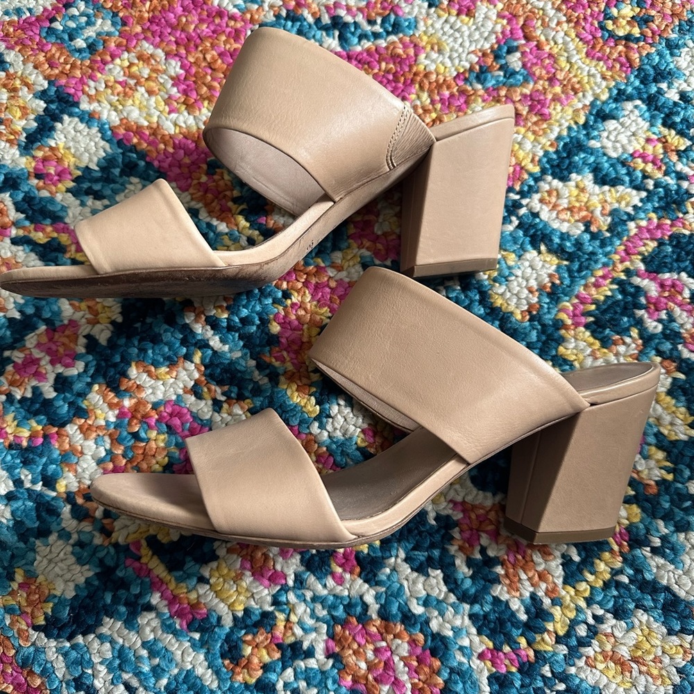 Vince Vero Cuoio Double Strap Sandal Heel Made In Italy